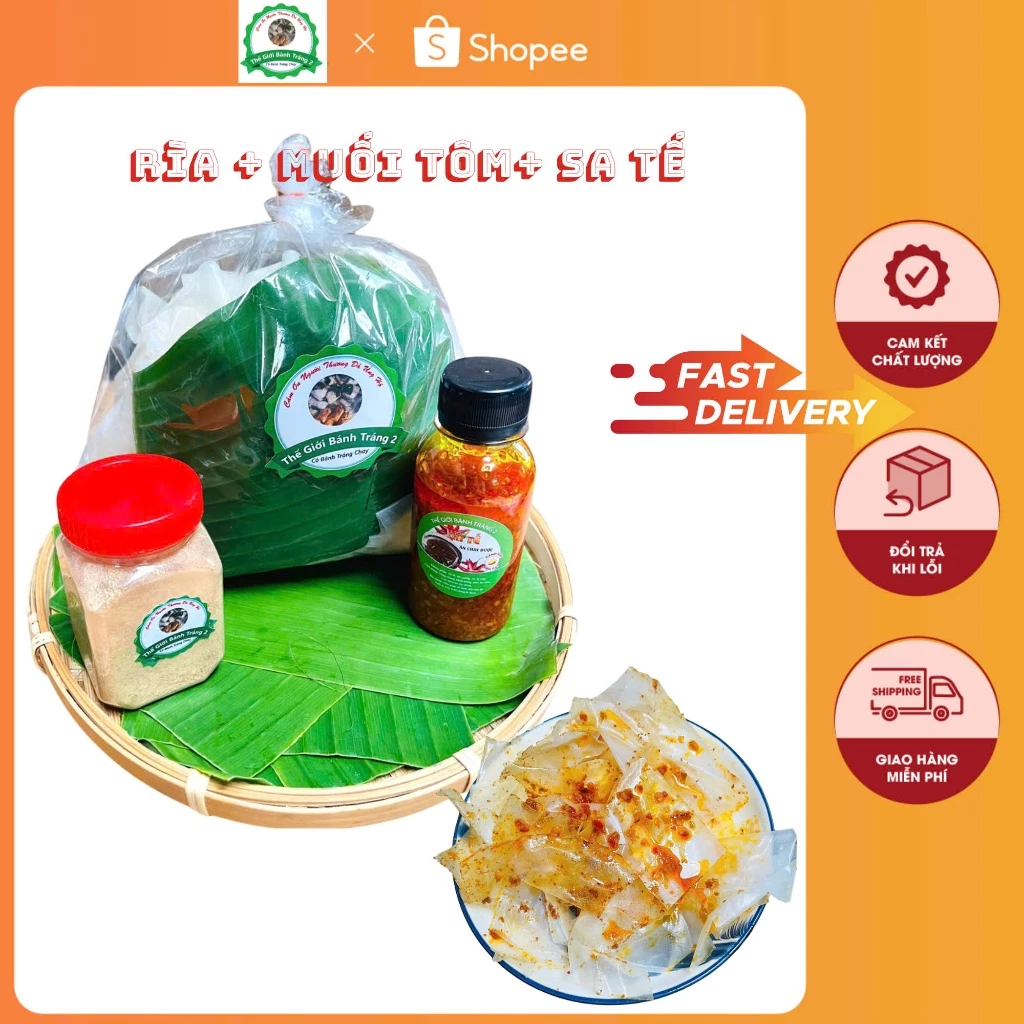 Combo 500gr rìa phơi sương + 100gr sate cay+ 100gr muối tôm nhuyễn loại 1 Tây Ninh