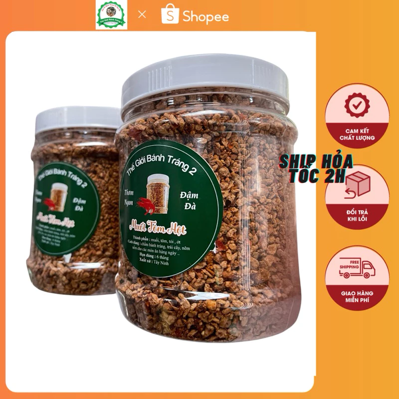 Muối Tôm Hột Tây Ninh 1KG thơm ngon dùng chung bánh tráng, trái cây, hải sản.. - tặng kèm 100g phơi sương